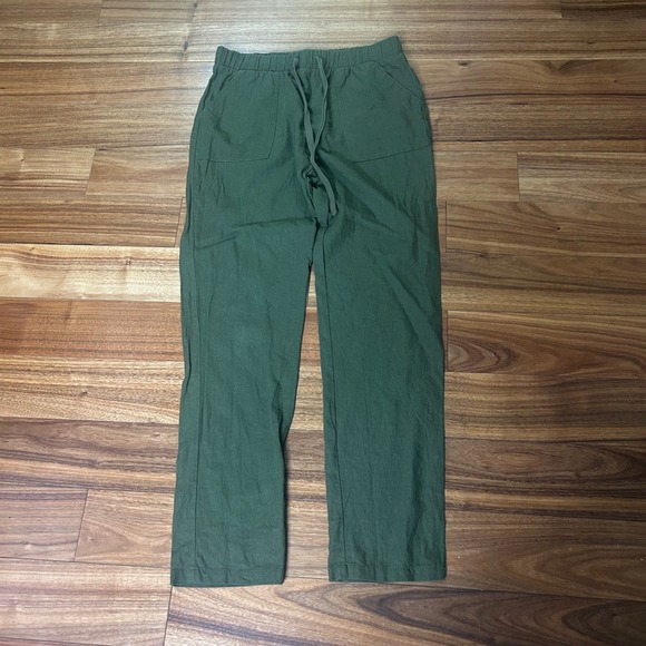 Love Tree Linen‎ Blend Pants Casual Drawstring Pockets Green Size S - Picture 1 of 8
